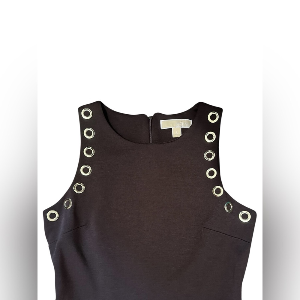 Michael Kors Fit and Flare Sleeveless Dress | Brown |Size Small | Grommet Accent - Picture 4 of 6